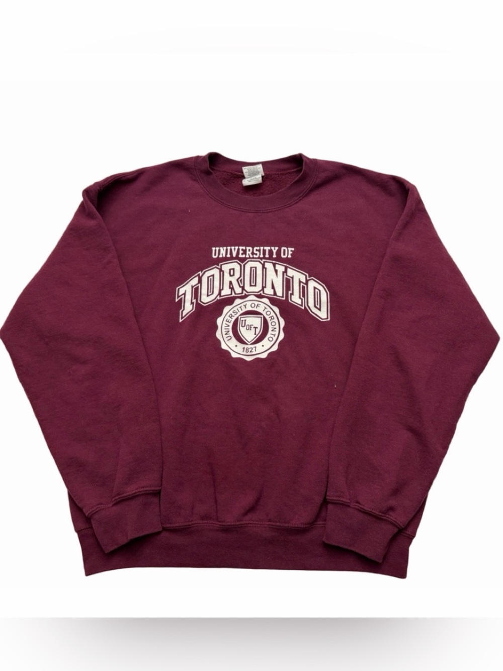 University of Toronto Burgundy Maroon Pullover Sweatshirt Gildan Heavy Blend M